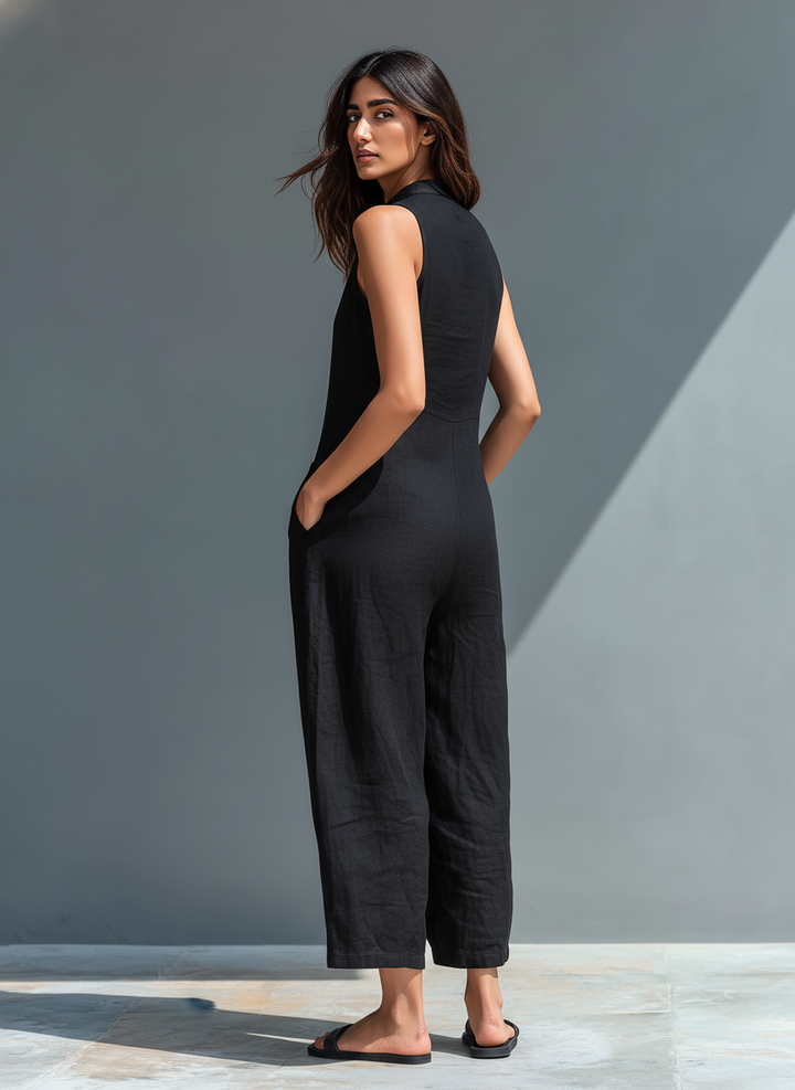 Debra | Elegante Mouwloze Effen Jumpsuit