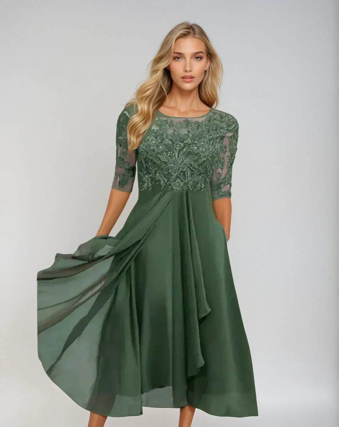 Adelaide | Elegante Kanten Midi Jurk