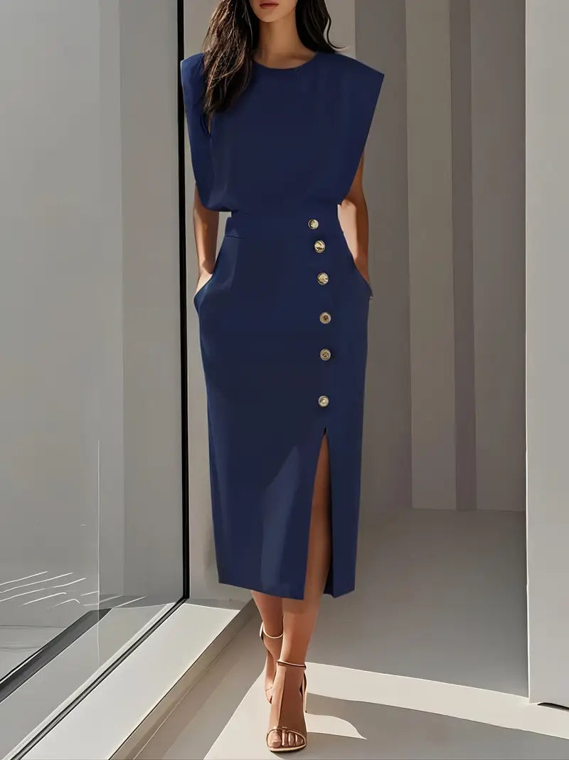 Dalia | Midi-jurk met Zijsplit