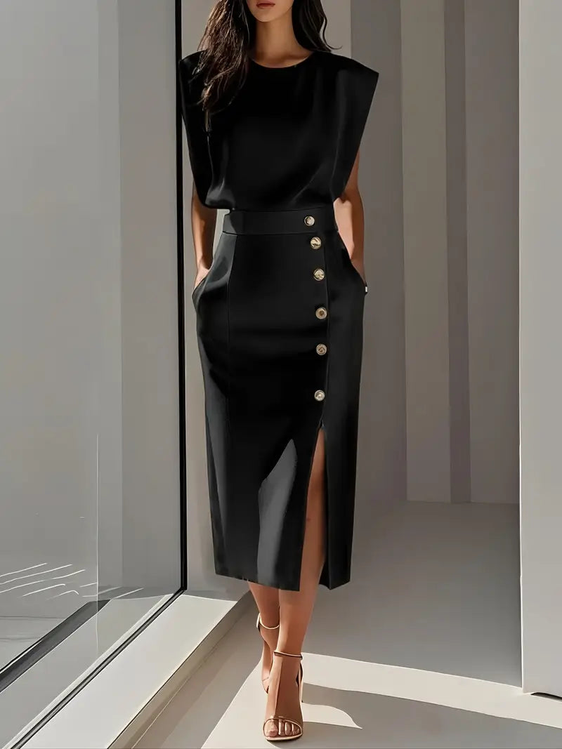 Dalia | Midi-jurk met Zijsplit