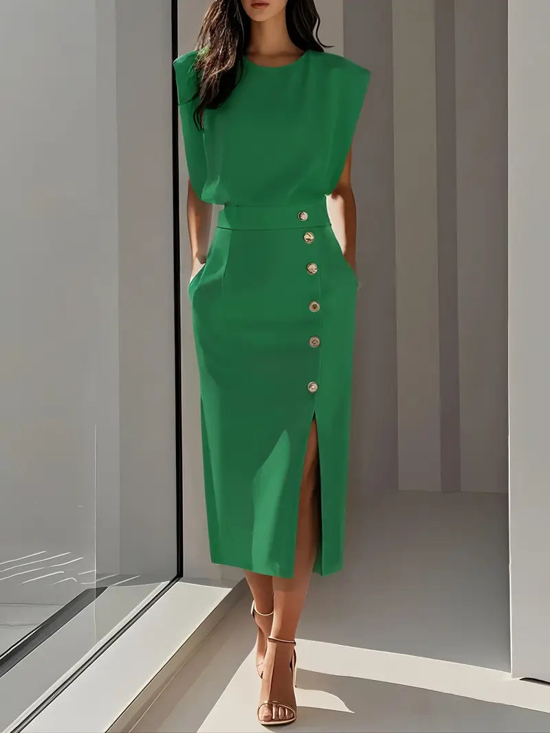 Dalia | Midi-jurk met Zijsplit