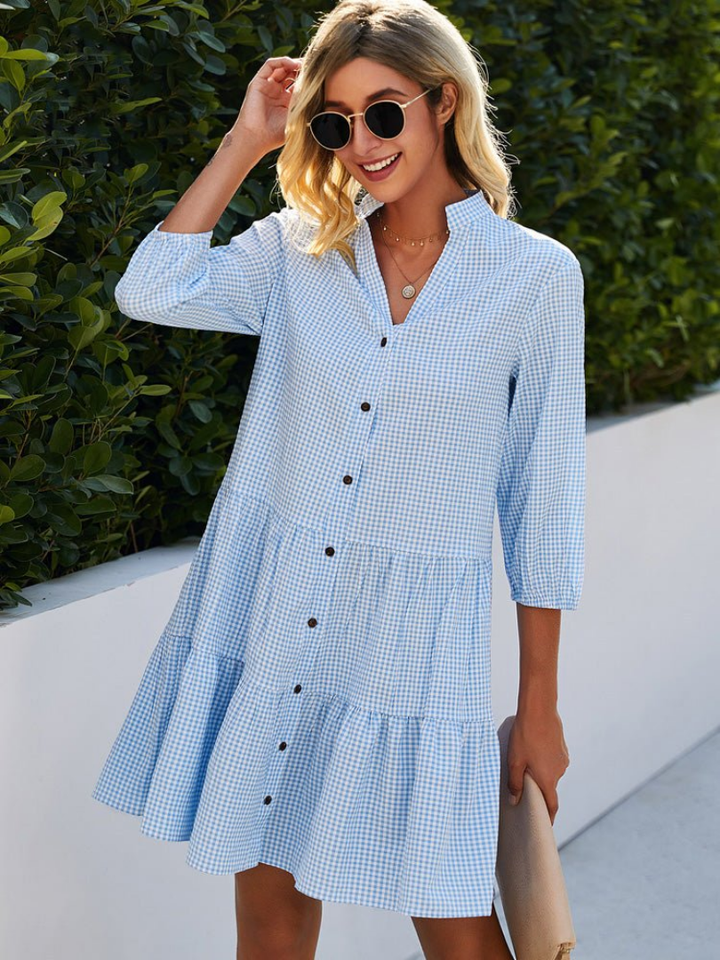 Alexa | Elegante Mid Sleeve Knop Jurk