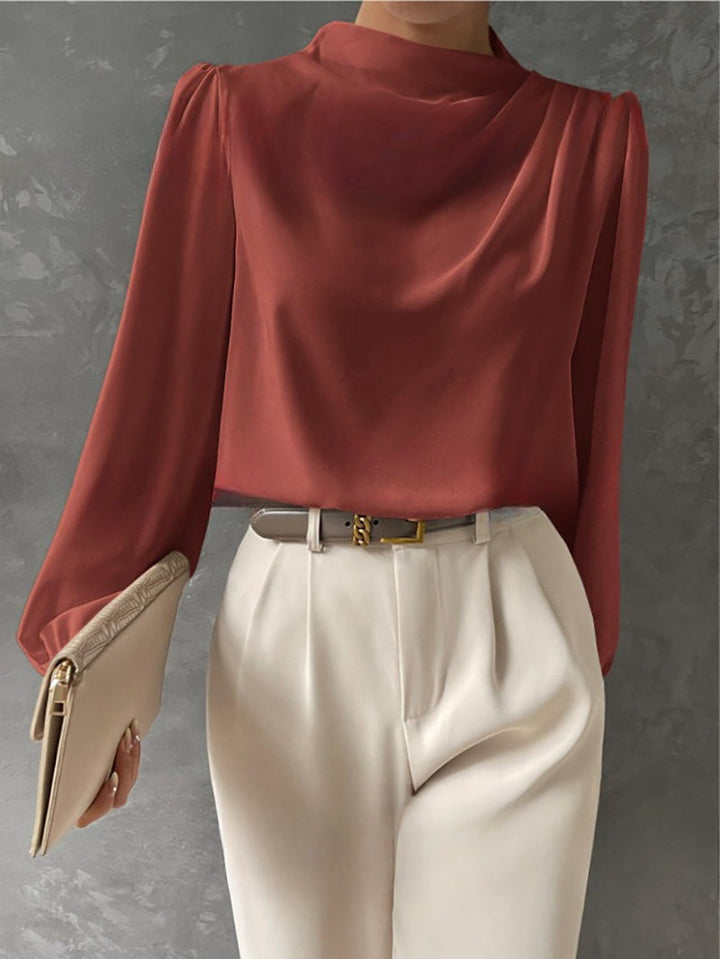 Maureen | Elegante Drapé Lange Mouwen Blouse