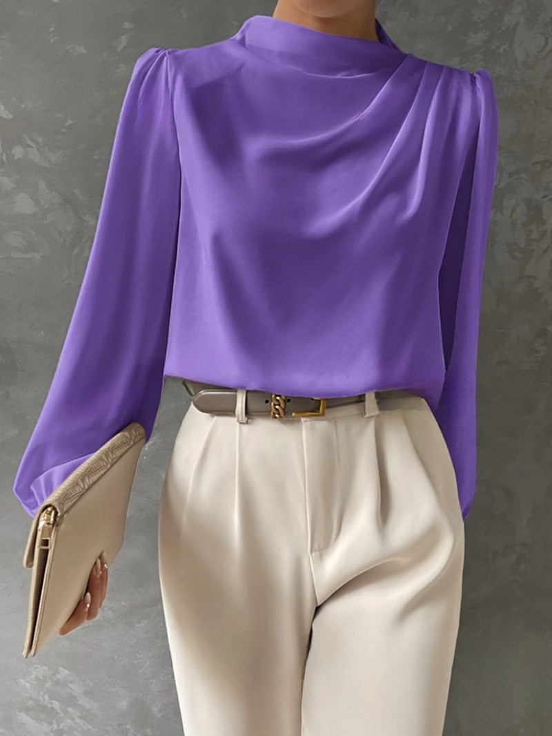 Maureen | Elegante Drapé Lange Mouwen Blouse