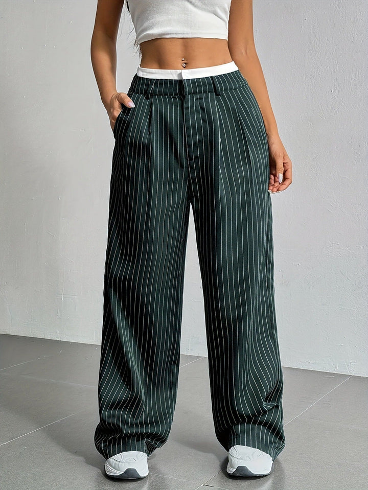 Grace | Casual Gestreepte Wijde Broek