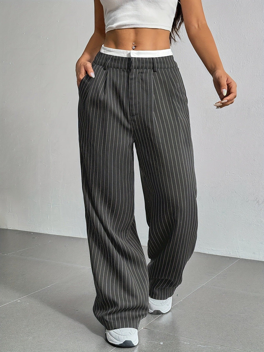 Grace | Casual Gestreepte Wijde Broek