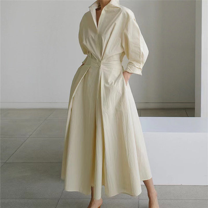 Alora | Elegante Maxi Jurk met Vooroverlap en Kraag