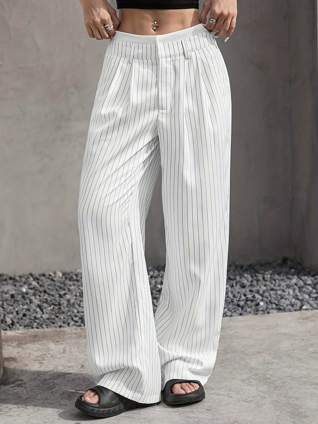 Grace | Casual Gestreepte Wijde Broek