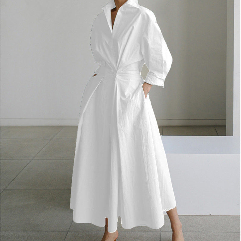 Alora | Elegante Maxi Jurk met Vooroverlap en Kraag