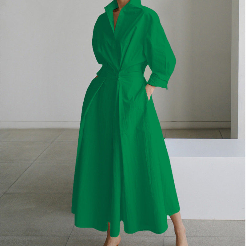 Alora | Elegante Maxi Jurk met Vooroverlap en Kraag