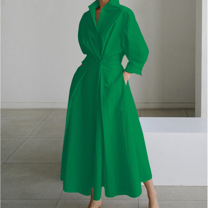 Alora | Elegante Maxi Jurk met Vooroverlap en Kraag