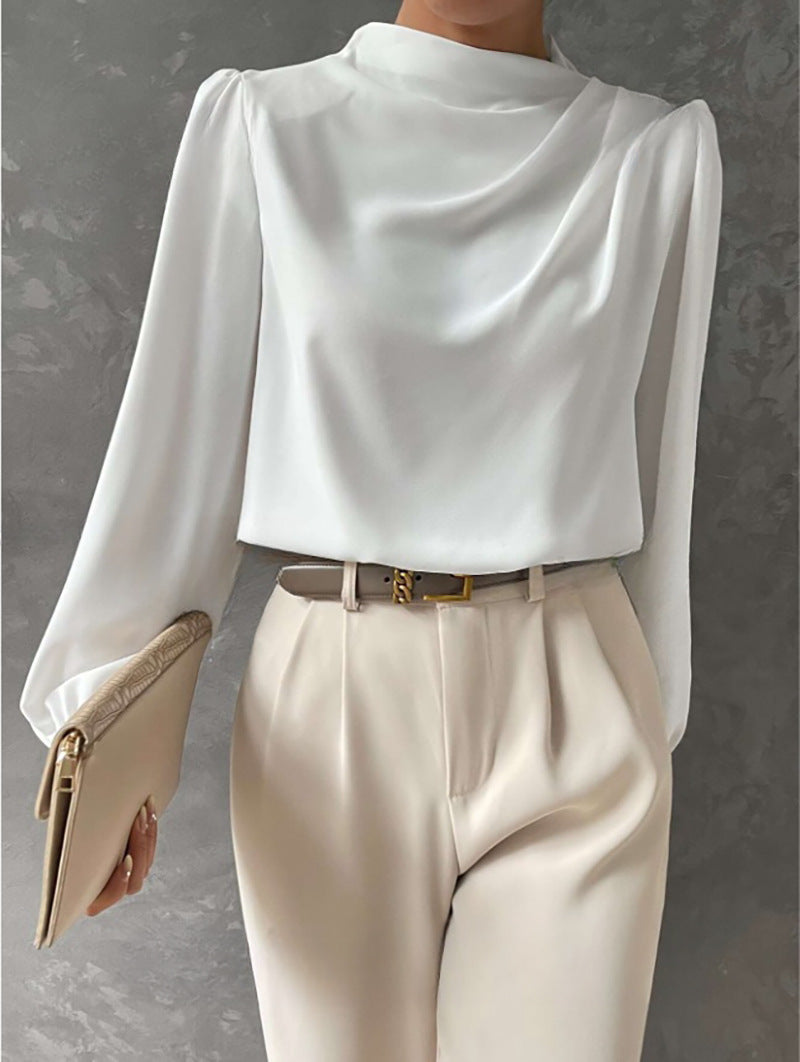 Maureen | Elegante Drapé Lange Mouwen Blouse