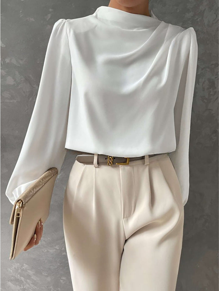 Maureen | Elegante Drapé Lange Mouwen Blouse