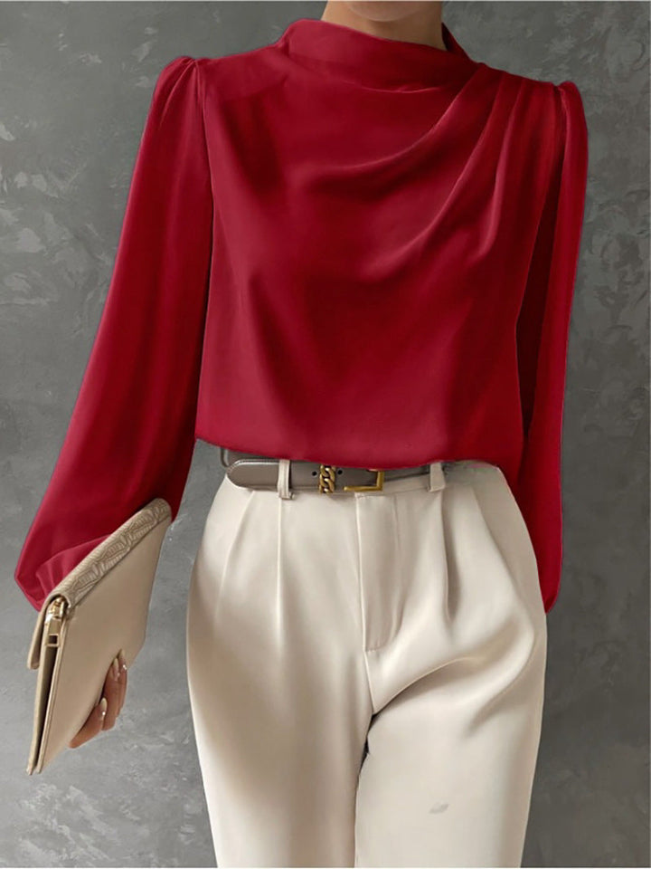 Maureen | Elegante Drapé Lange Mouwen Blouse