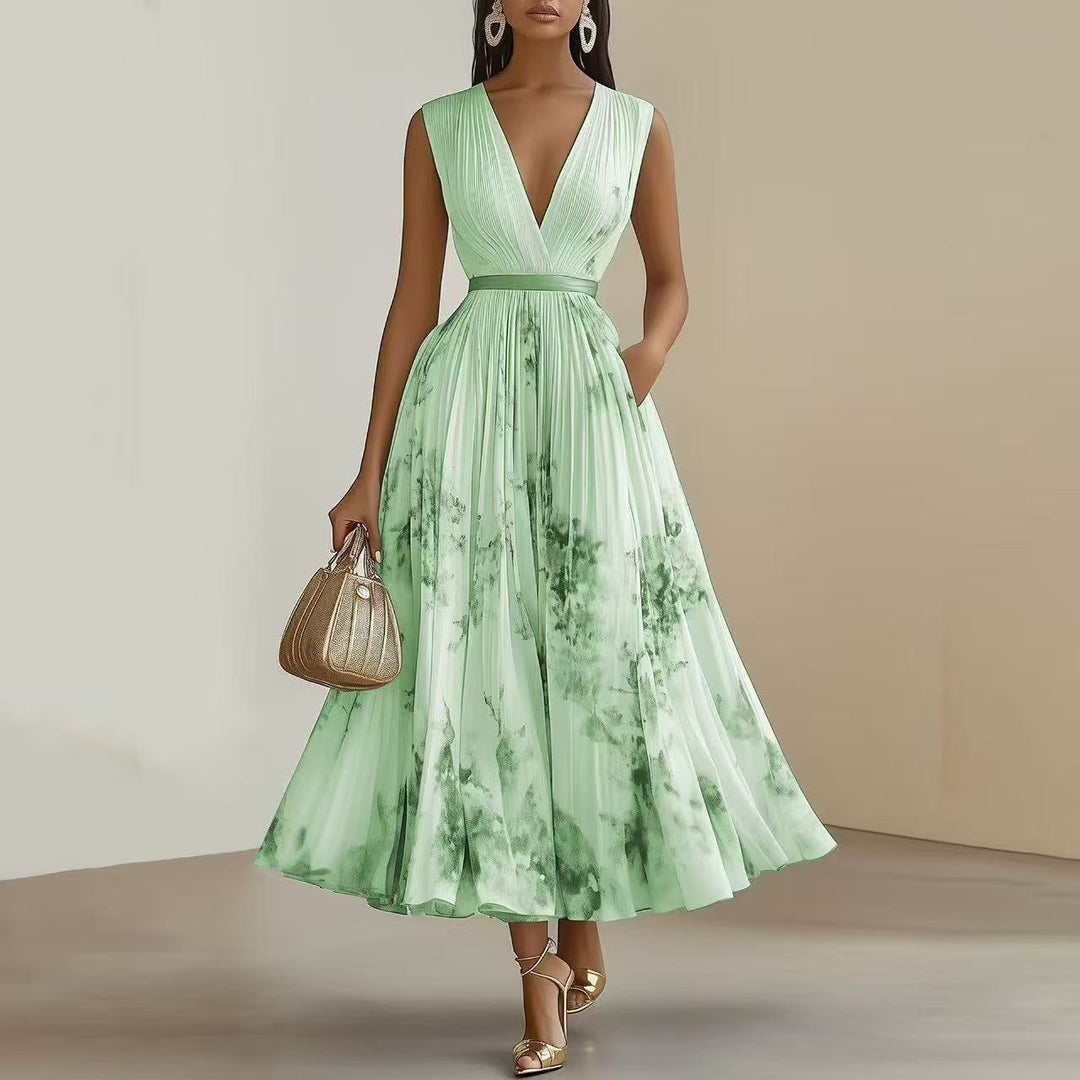 Betty | Elegante Mouwloze Lange V-Hals Jurk