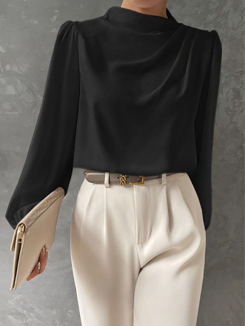 Maureen | Elegante Drapé Lange Mouwen Blouse