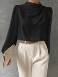 Maureen | Elegante Drapé Lange Mouwen Blouse