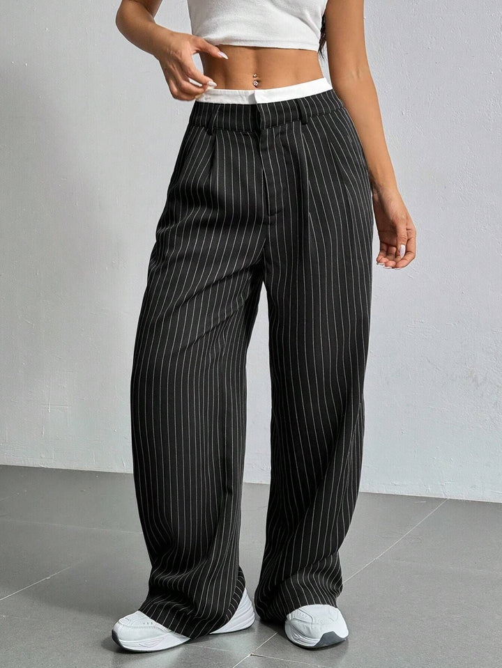 Grace | Casual Gestreepte Wijde Broek