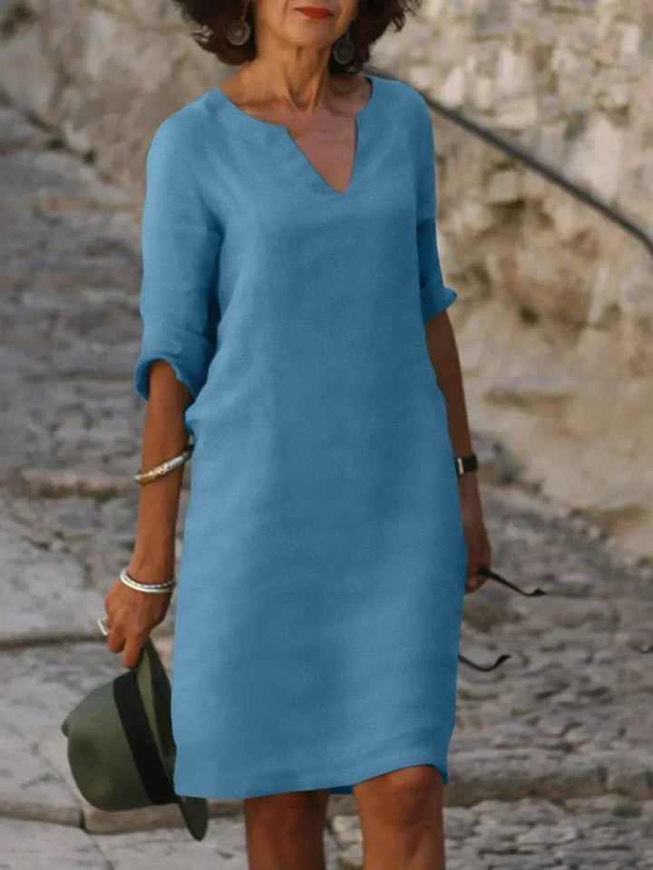 Harper | Elegante V-hals Draped Midi Jurk