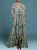 Sandra | Elegante Bloemen Midi Mouw Jurk