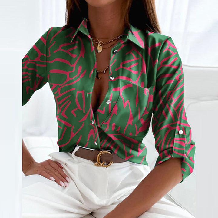 Novalie | Klassieke Geprinte Blouse met Kraag