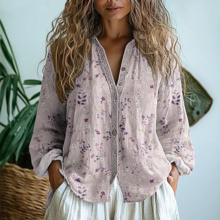 Brianna | Elegante Vintage Bladprint Shirt