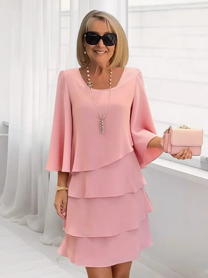 Catherine | Elegante Mid Sleeve Ruffle Jurk