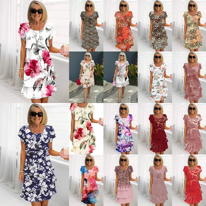 Rosie | Bloemen Tiered Chiffon Jurk
