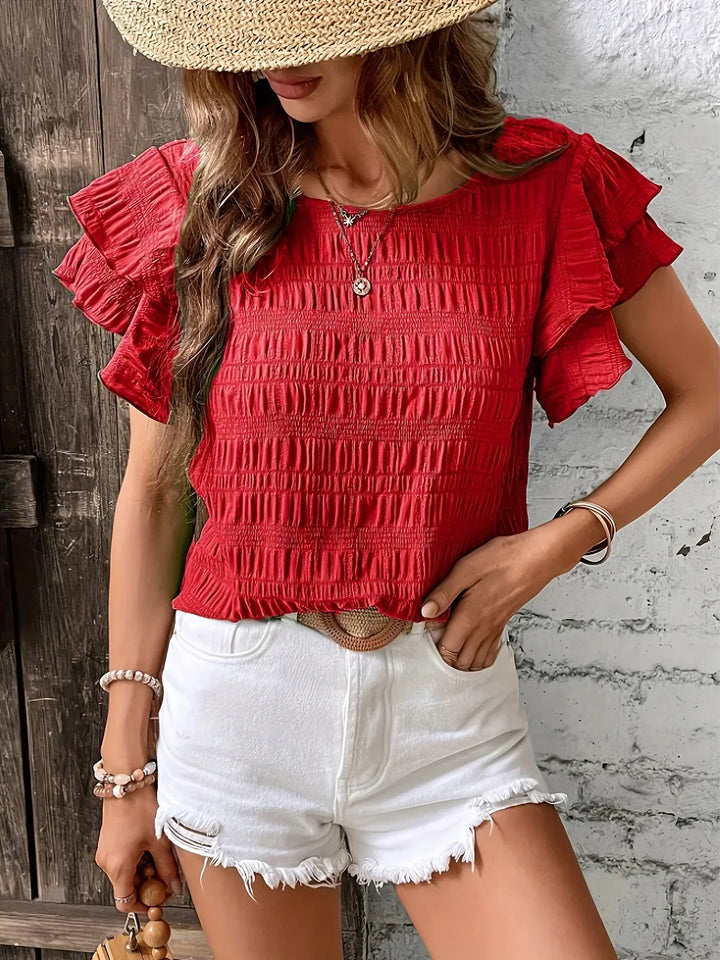 Annabel | Ruffle-Mouwen Textuur Blouse