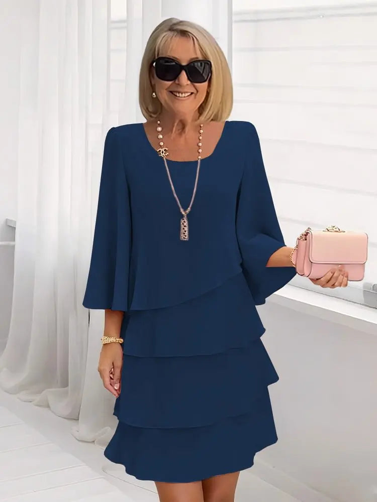 Catherine | Elegante Mid Sleeve Ruffle Jurk
