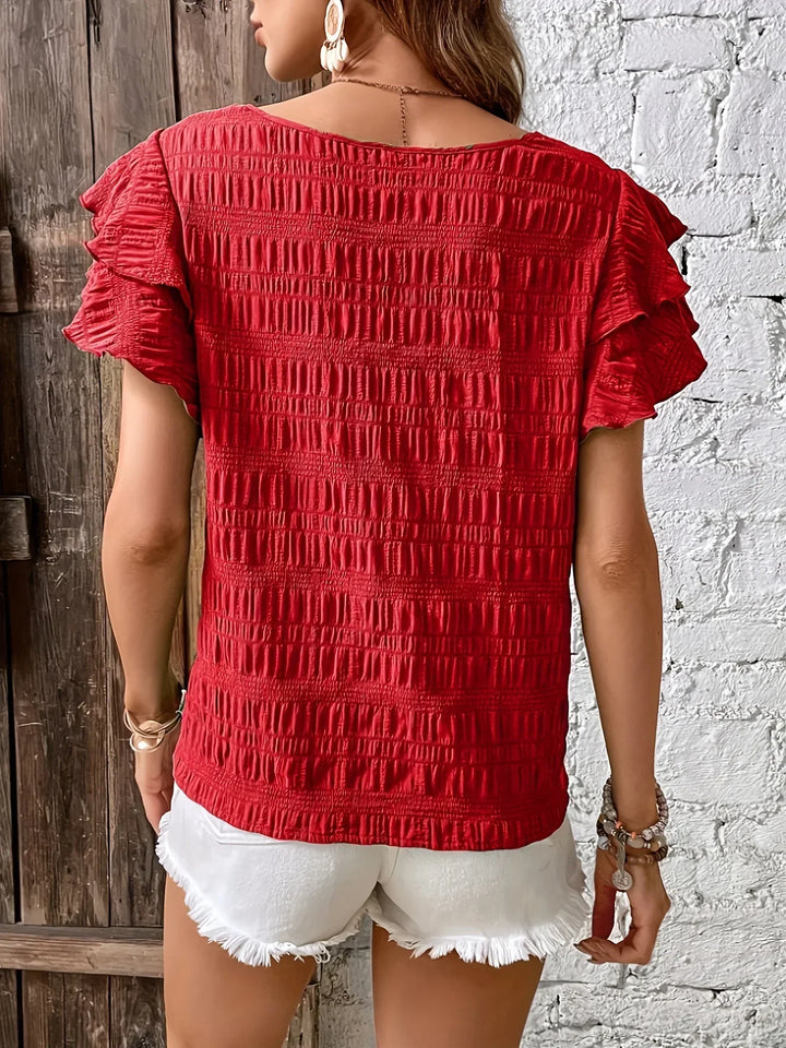 Annabel | Ruffle-Mouwen Textuur Blouse