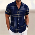 Gerald | Modern Lijn-Print Korte Mouwen Shirt