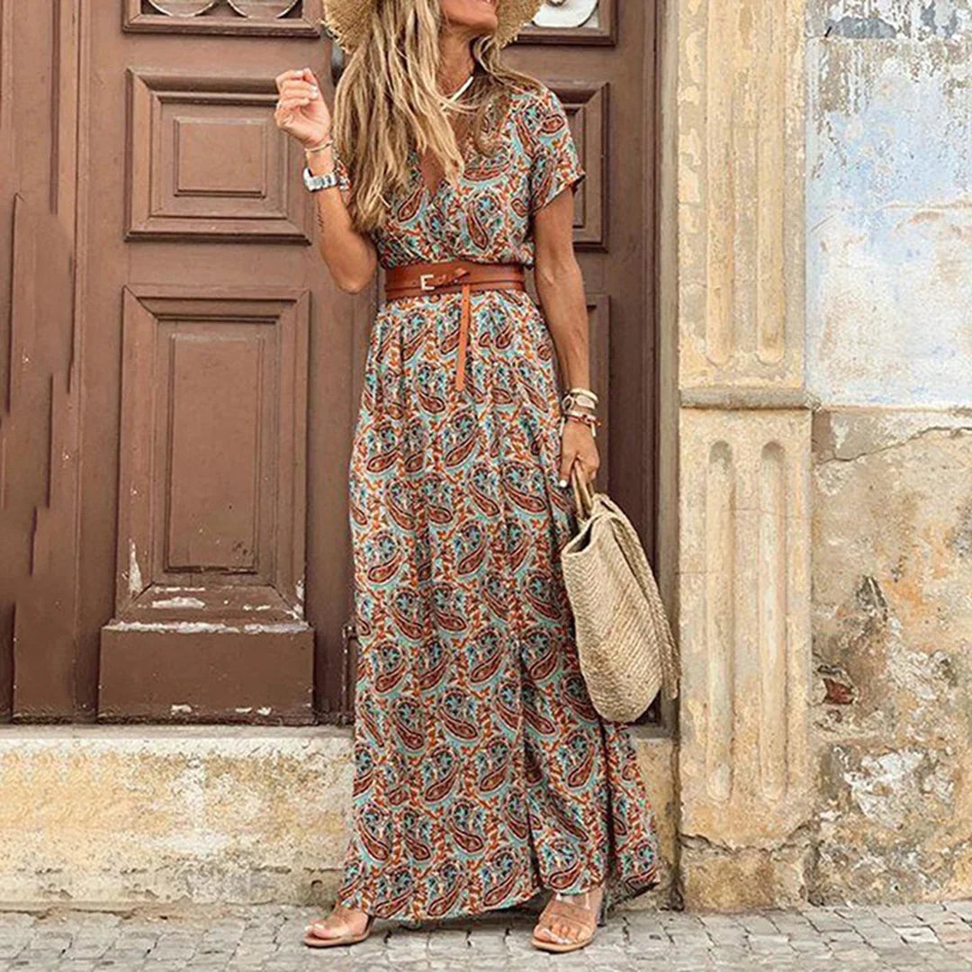 Agnes | V-Hals Boho Maxi Jurk