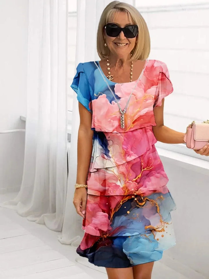 Rosie | Bloemen Tiered Chiffon Jurk