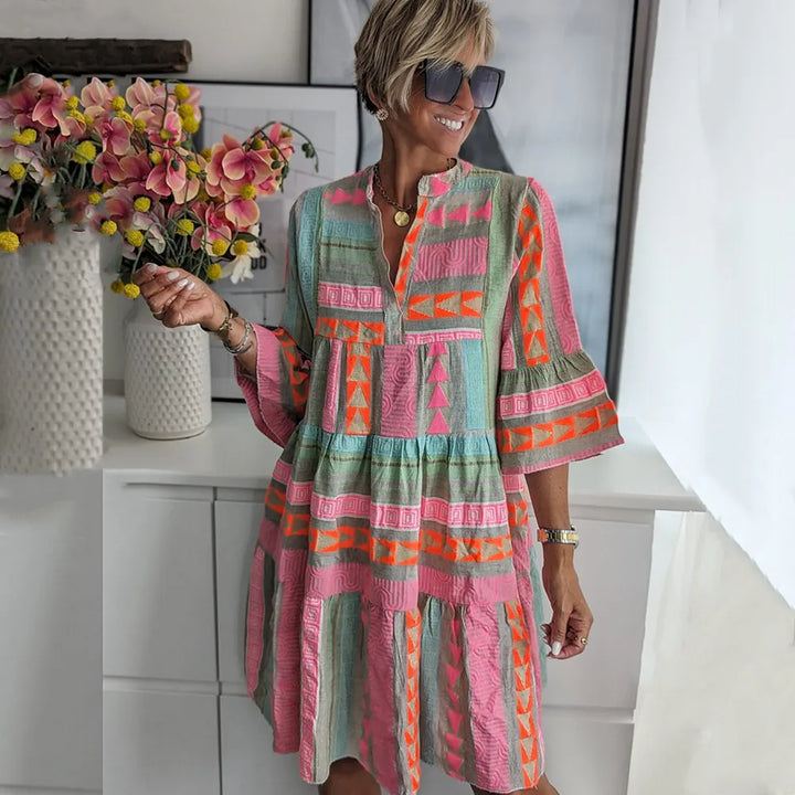 Mariah | Elegante Boho Jurk met Wijde Mouwen