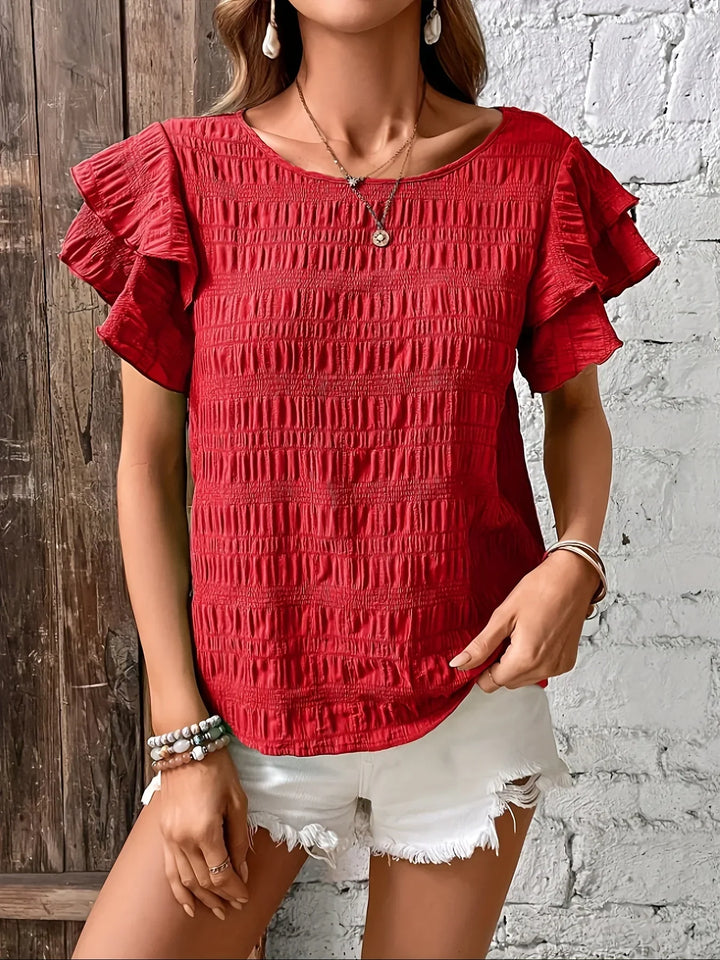 Annabel | Ruffle-Mouwen Textuur Blouse