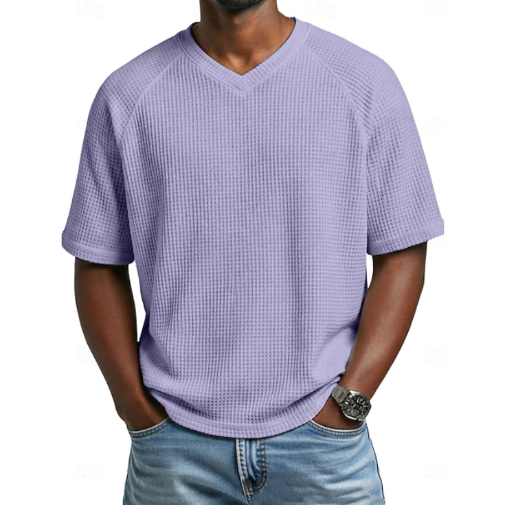 Crosby | V-hals Korte Mouwen Wafelshirt
