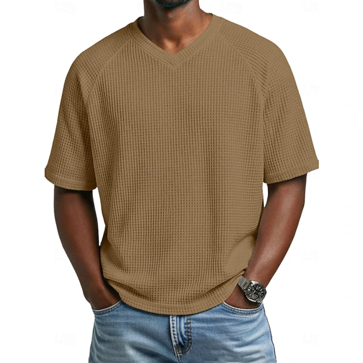 Crosby | V-hals Korte Mouwen Wafelshirt