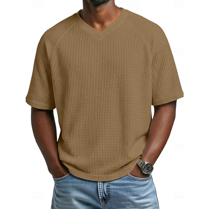 Crosby | V-hals Korte Mouwen Wafelshirt