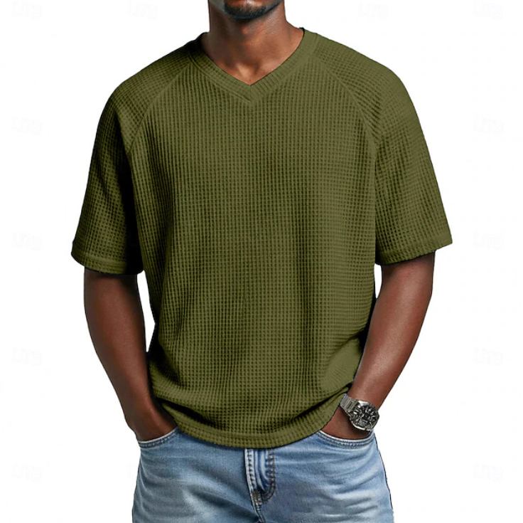 Crosby | V-hals Korte Mouwen Wafelshirt