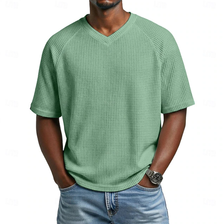 Crosby | V-hals Korte Mouwen Wafelshirt
