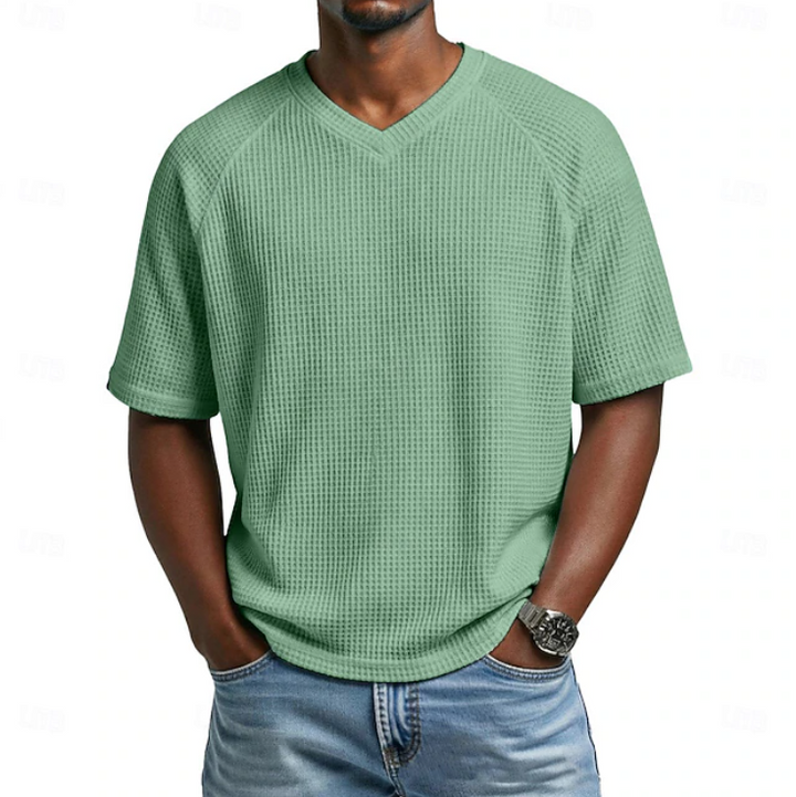 Crosby | V-hals Korte Mouwen Wafelshirt