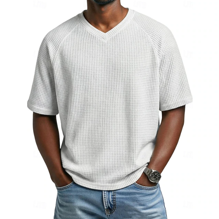 Crosby | V-hals Korte Mouwen Wafelshirt