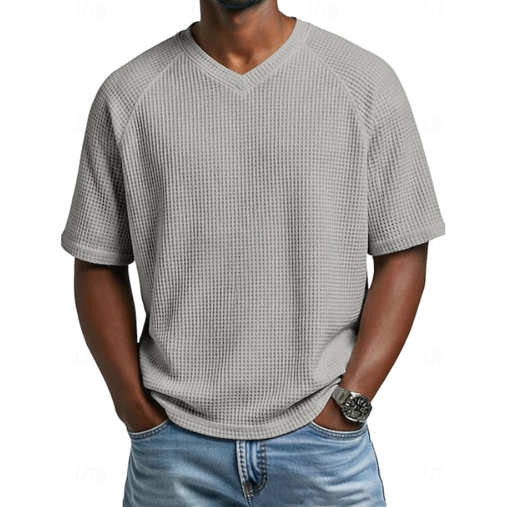 Crosby | V-hals Korte Mouwen Wafelshirt