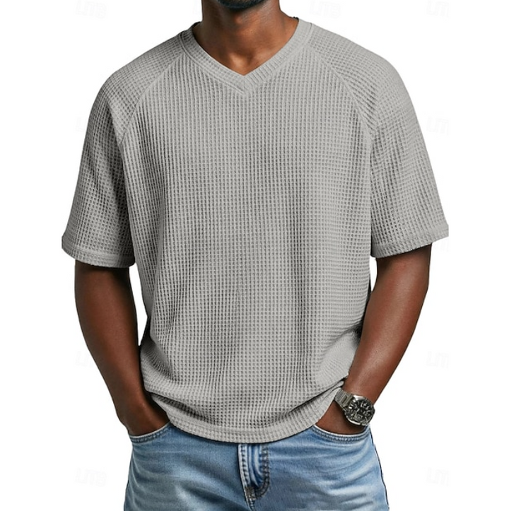 Crosby | V-hals Korte Mouwen Wafelshirt