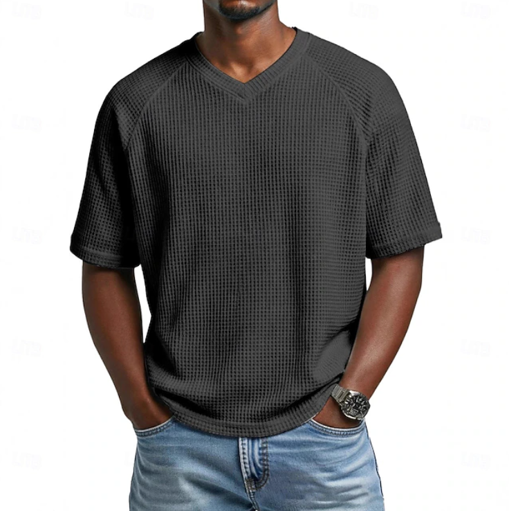 Crosby | V-hals Korte Mouwen Wafelshirt