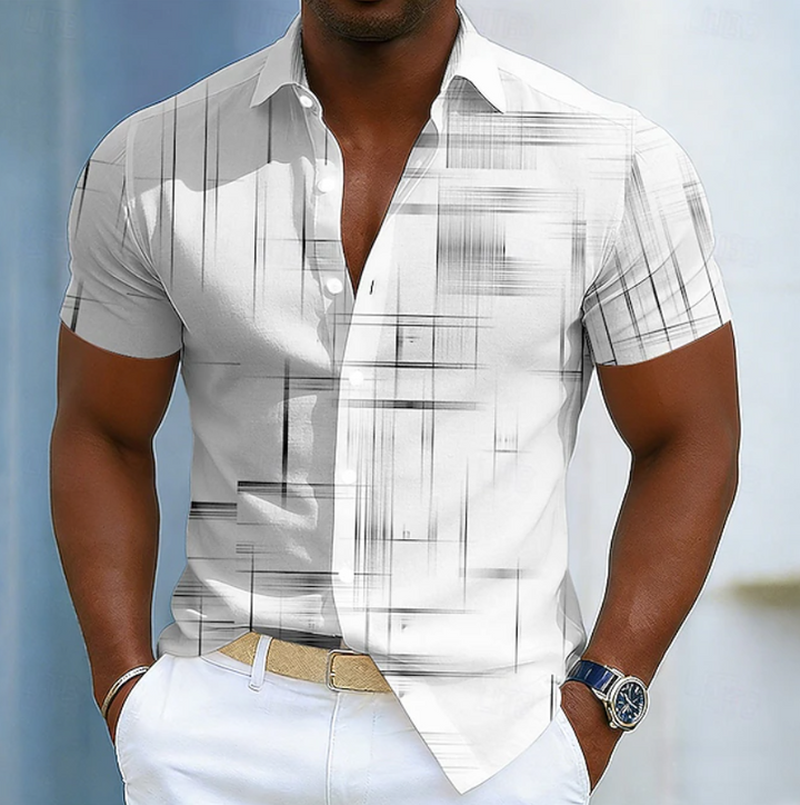 Hendrix | Korte Mouwen Knop Geometrisch Shirt
