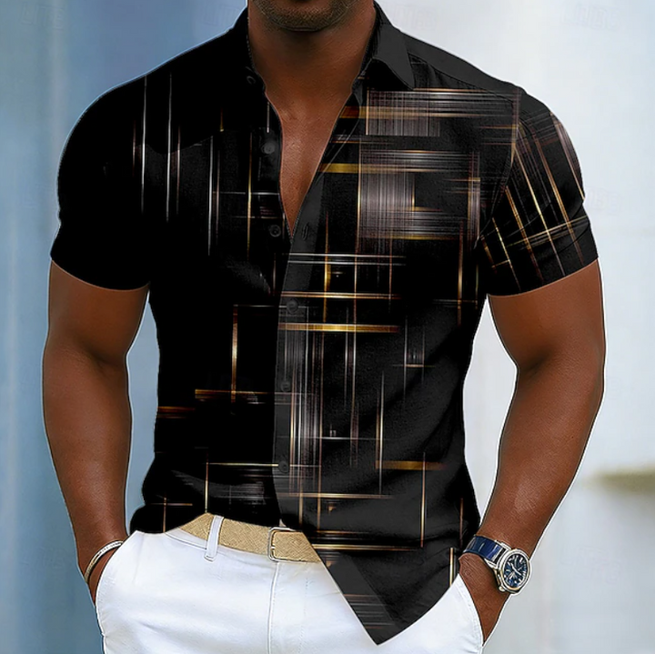 Hendrix | Korte Mouwen Knop Geometrisch Shirt