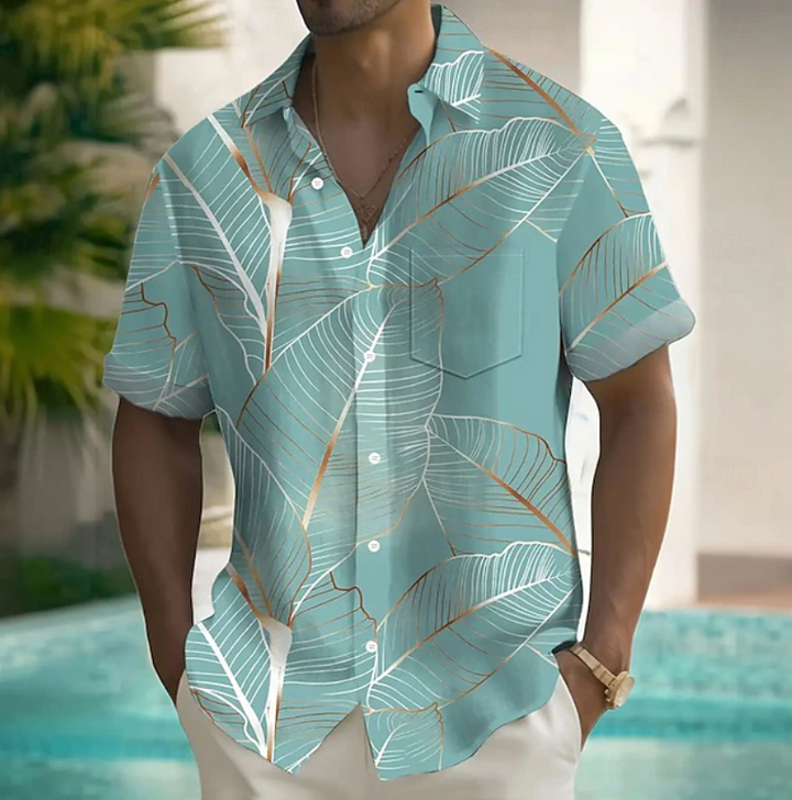 Elliot | Ontspannen Botanisch Korte Mouwen Shirt