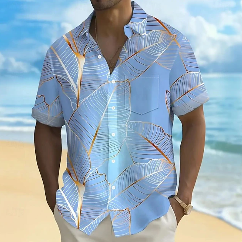 Elliot | Ontspannen Botanisch Korte Mouwen Shirt